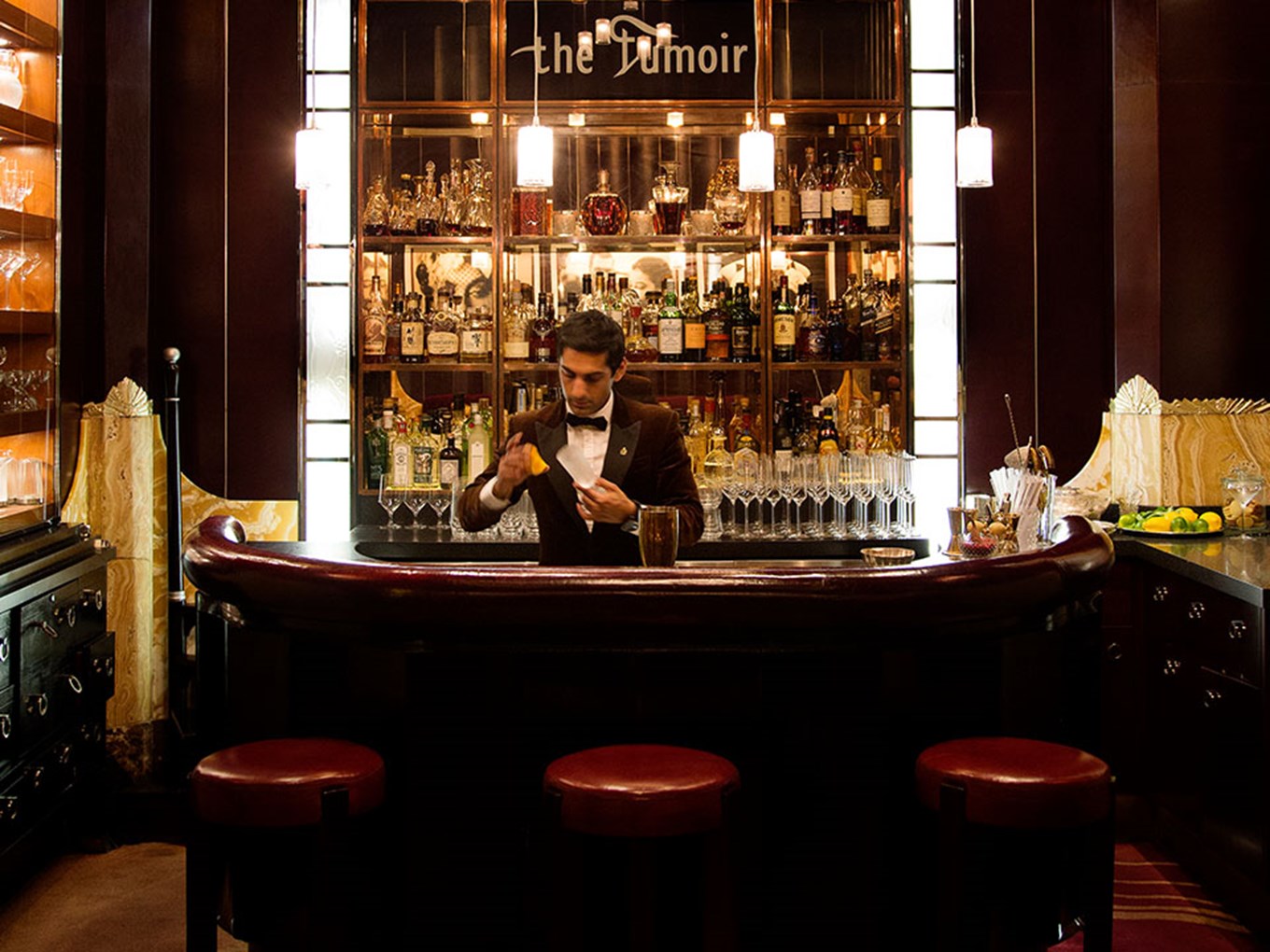 The Fumoir Marble Horseshoe Bar At Claridge’s Luxury Five-Star Hotel